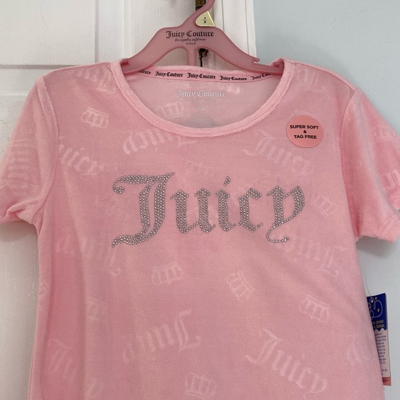 NWT JUICY COUTURE Pink 2pc Velvet Lounge Top&Pants Set with Rhinestone Logo - Picture 4 of 11